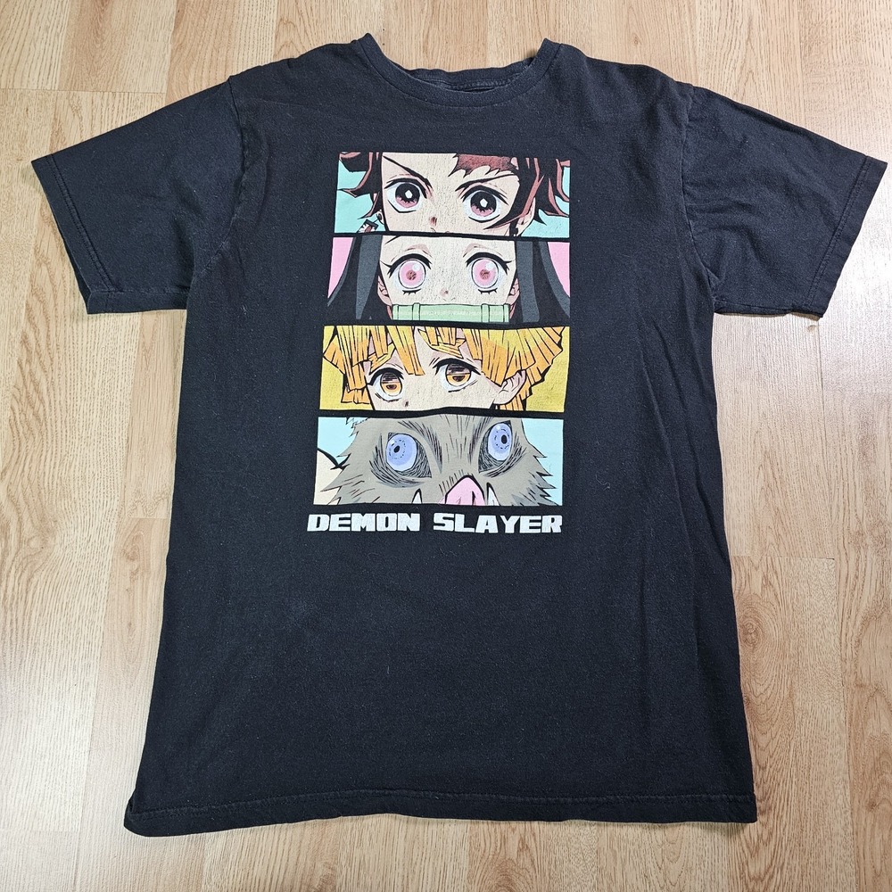 Demon Slayer Graphic T-Shirt Mens Large Black Anime Manga Tanjiro Nezuko Cotton